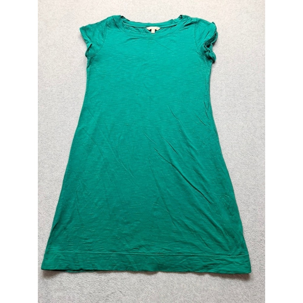 Banana Republic Womens Green Cotton Slub Jersey Cap Sleeve Shift Mini Dress L